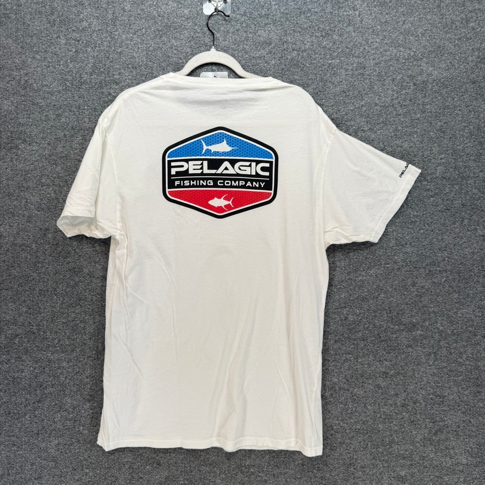Pelagic Tshirt Mens Large White Fishing Company Graphic Logo‎ Saltwater Tee